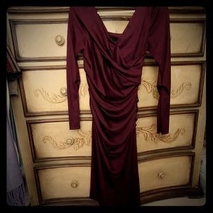 DVF faux wrap dress. Deep wine.
